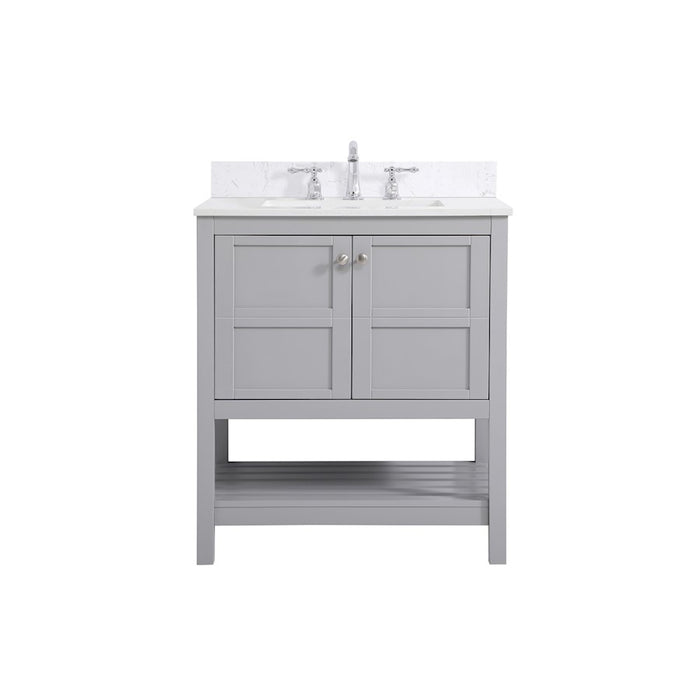 Elegant Theo 30" Single Bathroom Vanity, Gray/Backsplash - VF16430GR-BS