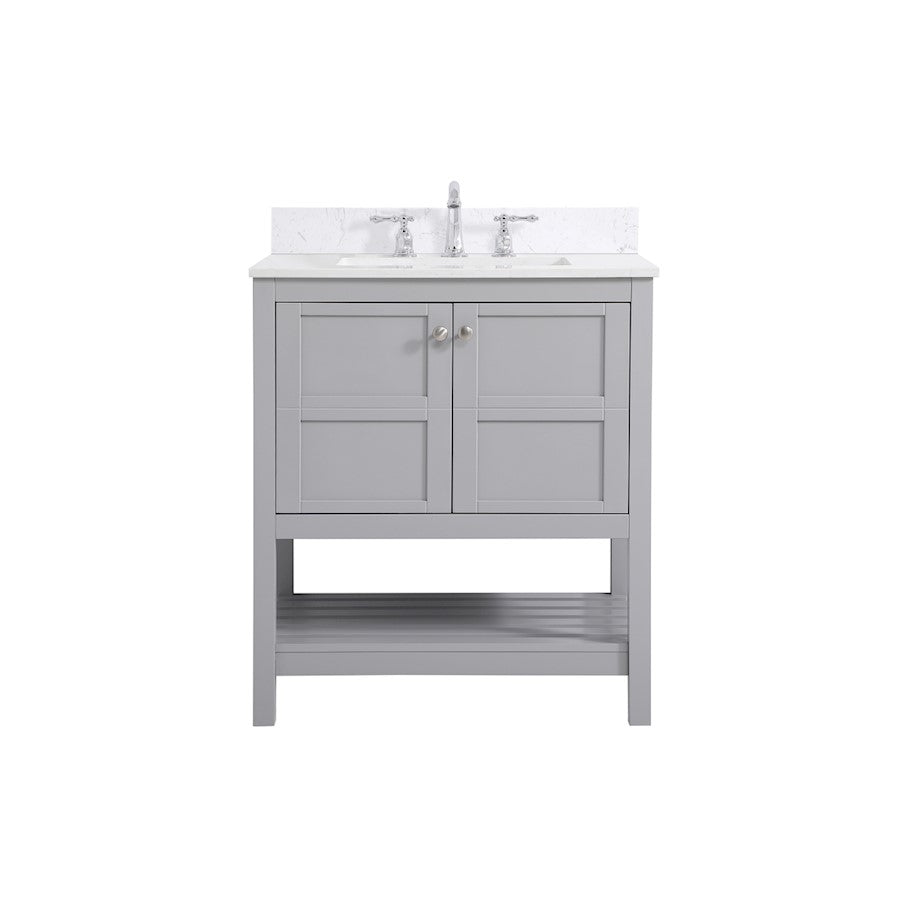 Elegant Theo 30" Single Bathroom Vanity, Gray/Backsplash - VF16430GR-BS