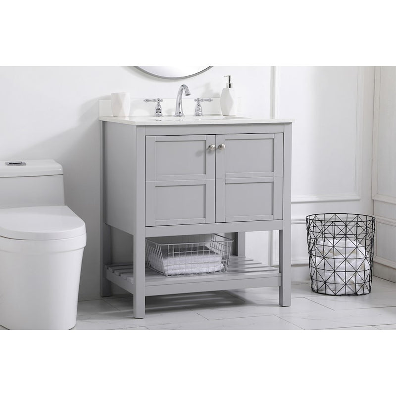 Elegant Theo 30" Single Bathroom Vanity, Gray/Backsplash