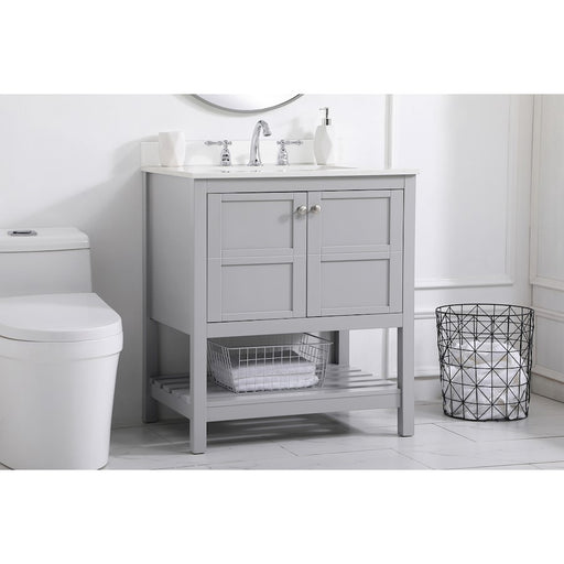Elegant Theo 30" Single Bathroom Vanity, Gray/Backsplash