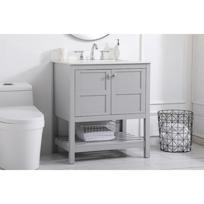 Elegant Theo 30" Single Bathroom Vanity, Gray/Backsplash