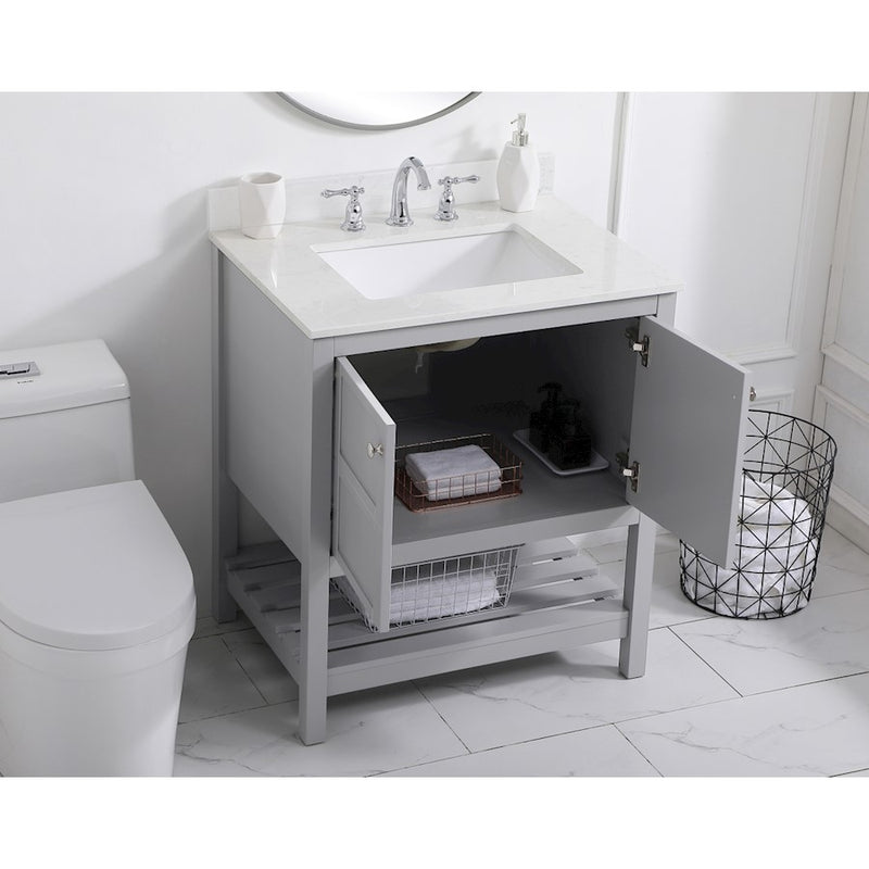 Elegant Theo 30" Single Bathroom Vanity, Gray/Backsplash