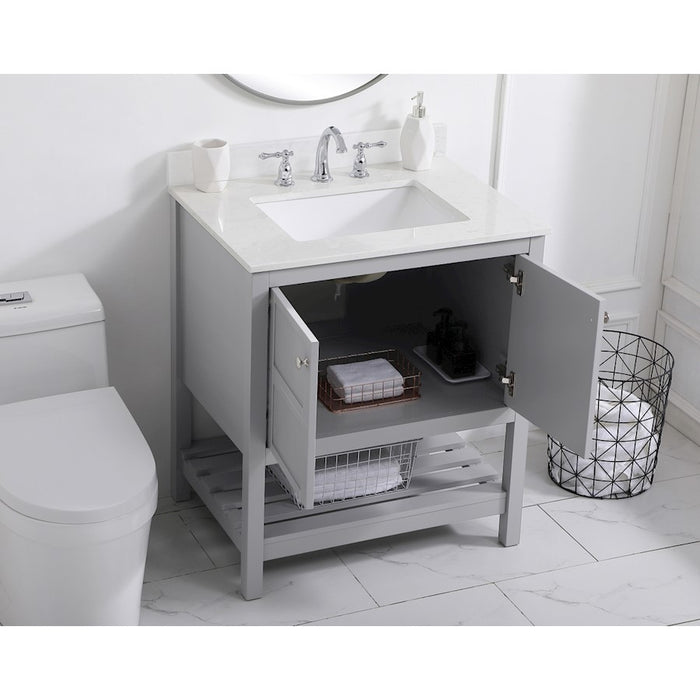 Elegant Theo 30" Single Bathroom Vanity, Gray/Backsplash
