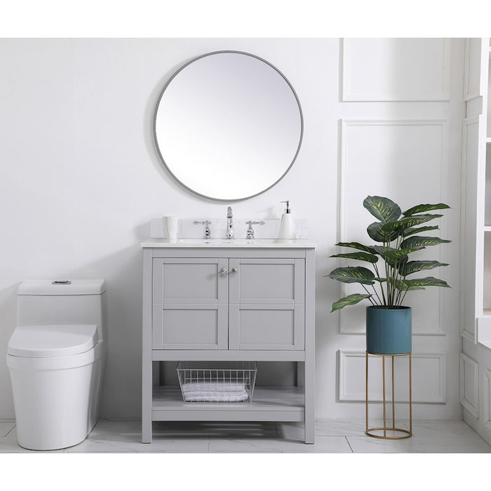 Elegant Theo 30" Single Bathroom Vanity, Gray/Backsplash