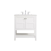 Elegant Kitchen/Bath Theo 30" Single Bathroom Vanity, White - VF16430WH