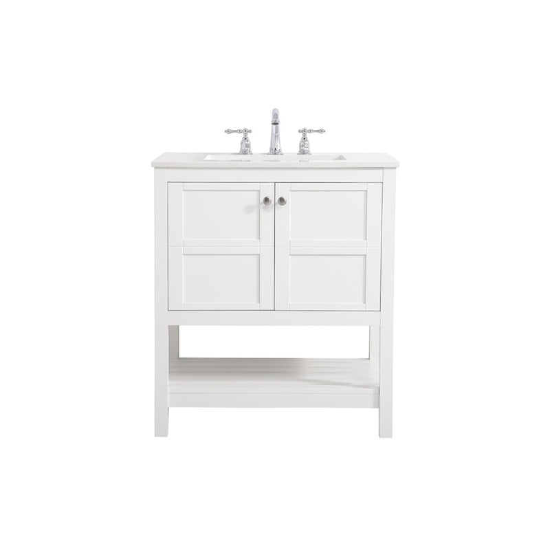 Elegant Kitchen/Bath Theo 30" Single Bathroom Vanity, White - VF16430WH