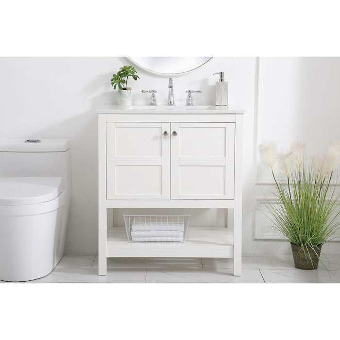 Elegant Kitchen/Bath Theo 30" Single Bathroom Vanity, White