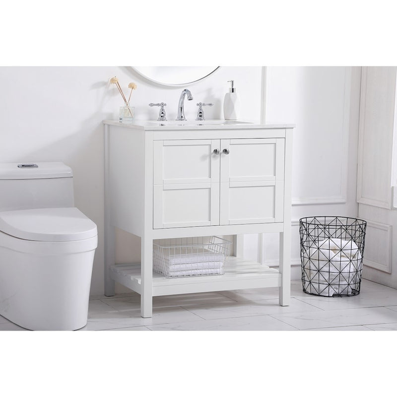 Elegant Kitchen/Bath Theo 30" Single Bathroom Vanity, White