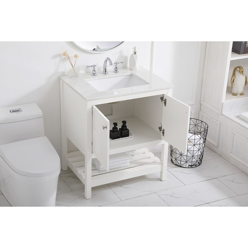 Elegant Kitchen/Bath Theo 30" Single Bathroom Vanity, White