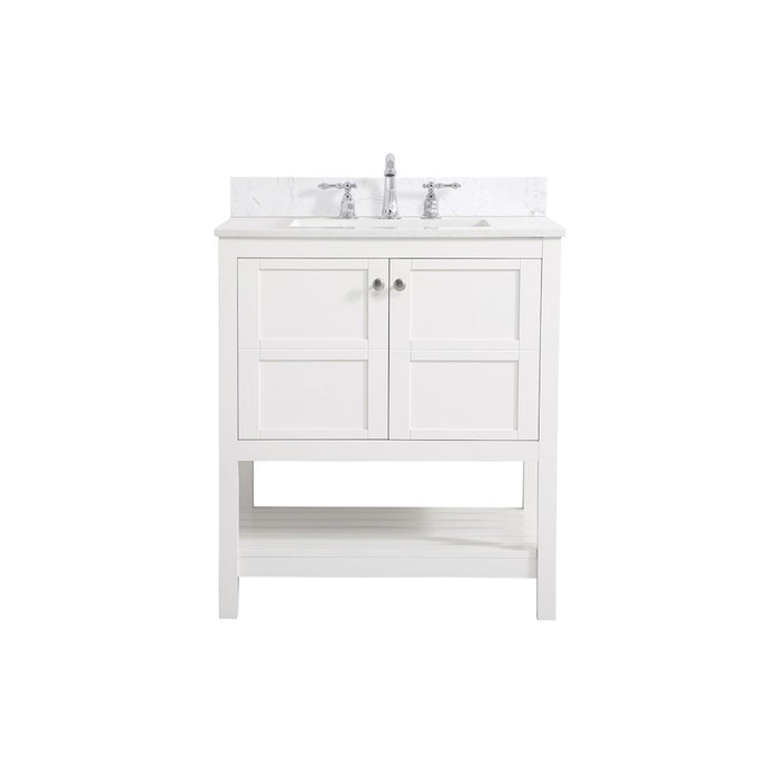 Elegant Theo 30" Single Bathroom Vanity, White/Backsplash - VF16430WH-BS