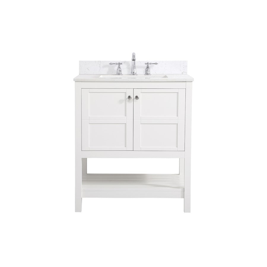 Elegant Theo 30" Single Bathroom Vanity, White/Backsplash - VF16430WH-BS
