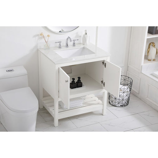 Elegant Theo 30" Single Bathroom Vanity, White/Backsplash