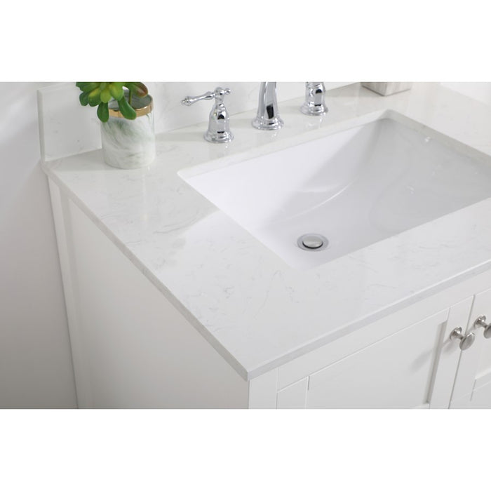 Elegant Theo 30" Single Bathroom Vanity, White/Backsplash
