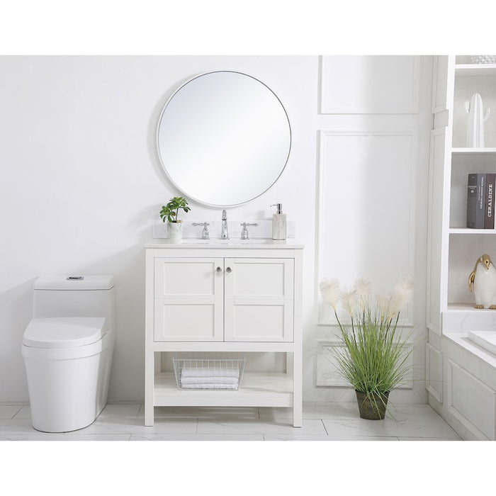 Elegant Theo 30" Single Bathroom Vanity, White/Backsplash