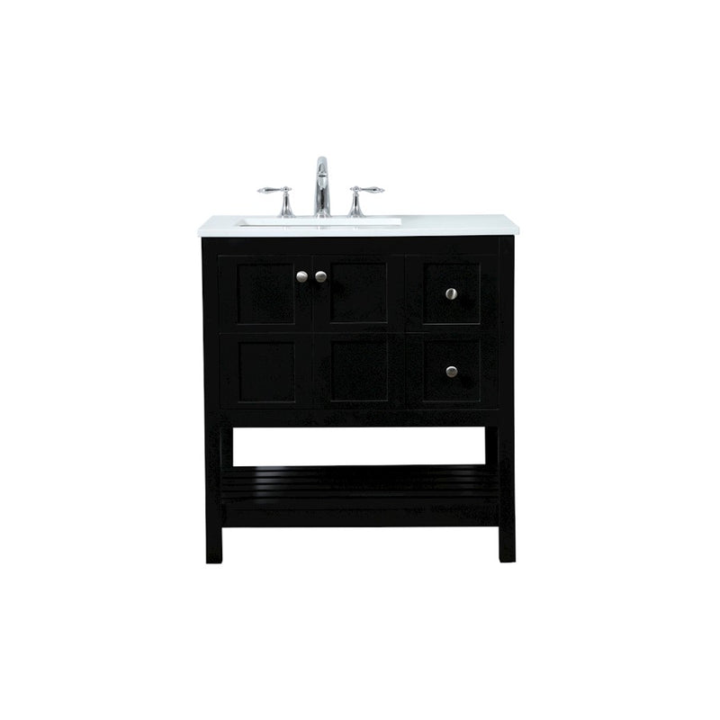 Elegant Kitchen/Bath Theo 32" Single Bathroom Vanity, Black - VF16432BK