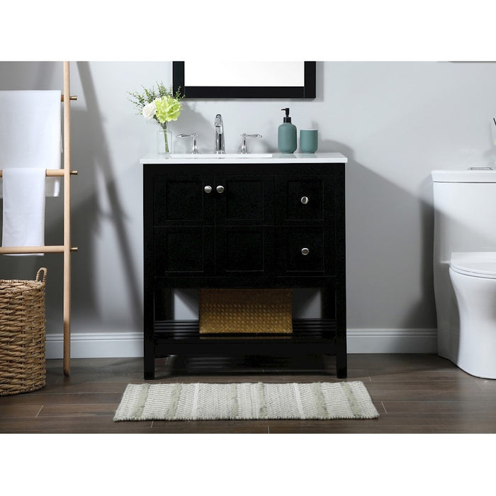 Elegant Kitchen/Bath Theo 32" Single Bathroom Vanity, Black