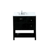 Elegant Theo 32" Single Bathroom Vanity, Black/Backsplash - VF16432BK-BS