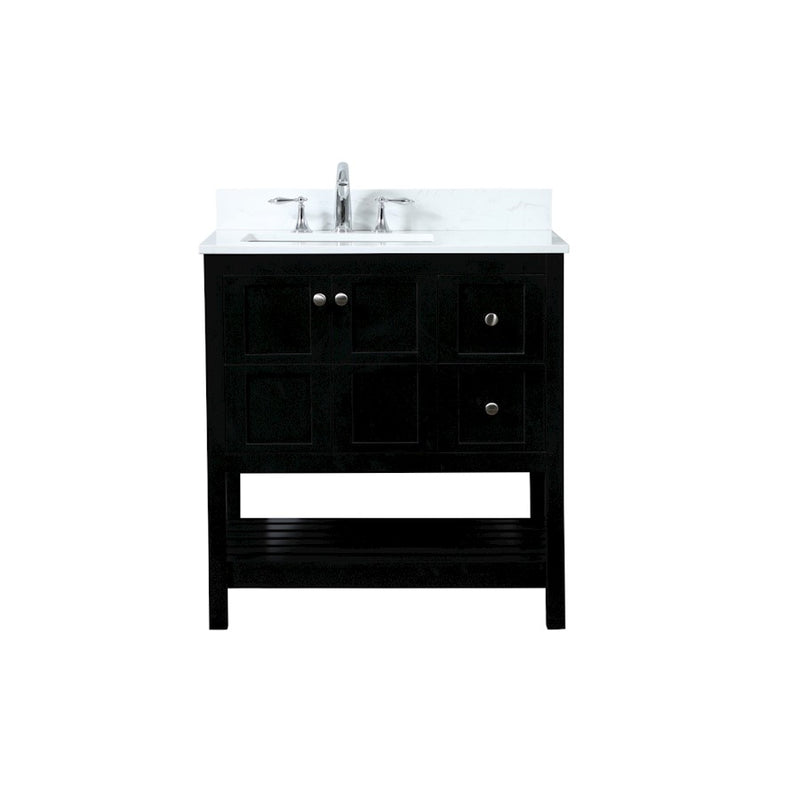 Elegant Theo 32" Single Bathroom Vanity, Black/Backsplash - VF16432BK-BS