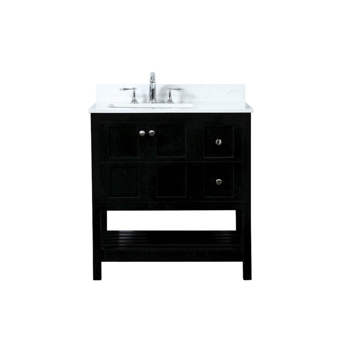 Elegant Theo 32" Single Bathroom Vanity, Black/Backsplash - VF16432BK-BS