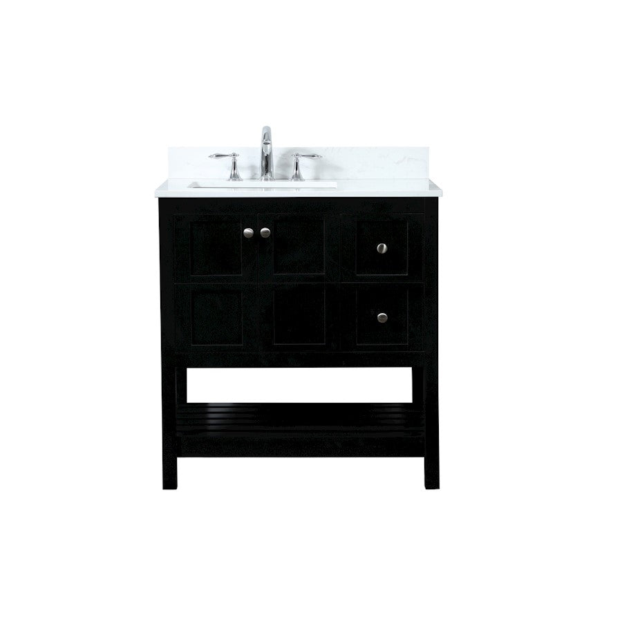 Elegant Theo 32" Single Bathroom Vanity, Black/Backsplash - VF16432BK-BS