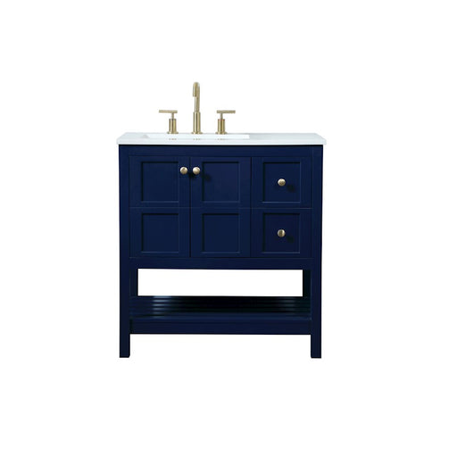 Elegant Kitchen/Bath Theo 32" Single Bathroom Vanity, Blue - VF16432BL