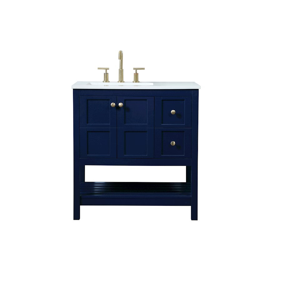 Elegant Kitchen/Bath Theo 32" Single Bathroom Vanity, Blue - VF16432BL