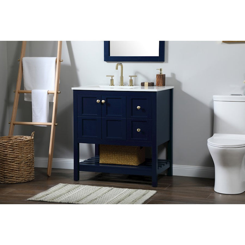 Elegant Kitchen/Bath Theo 32" Single Bathroom Vanity, Blue