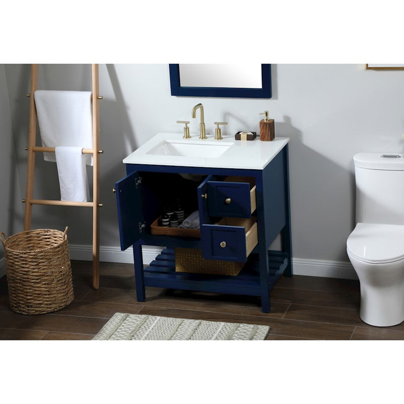 Elegant Kitchen/Bath Theo 32" Single Bathroom Vanity, Blue