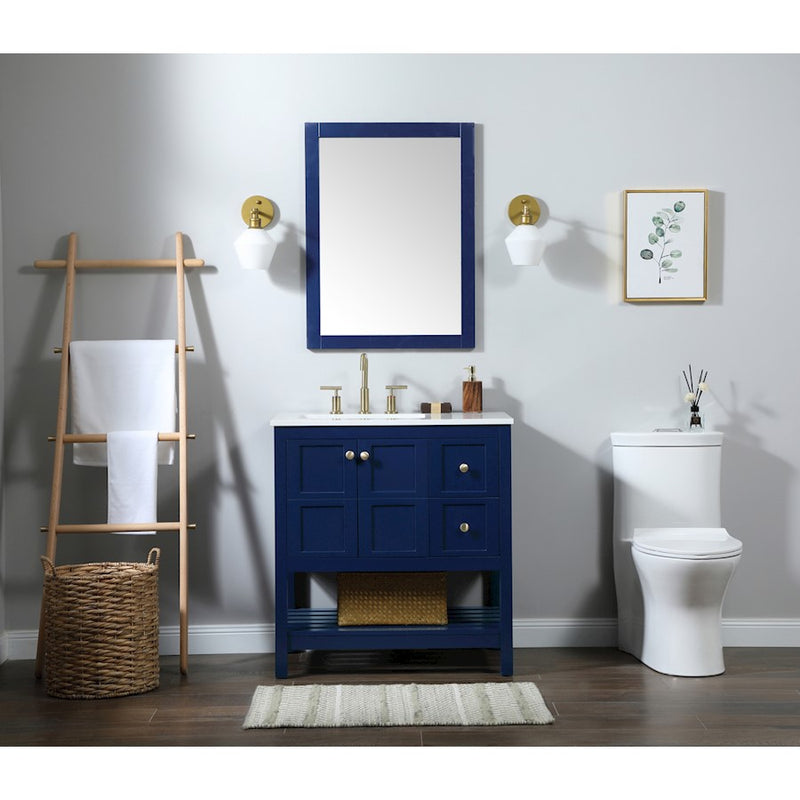 Elegant Kitchen/Bath Theo 32" Single Bathroom Vanity, Blue