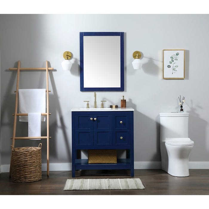 Elegant Kitchen/Bath Theo 32" Single Bathroom Vanity, Blue