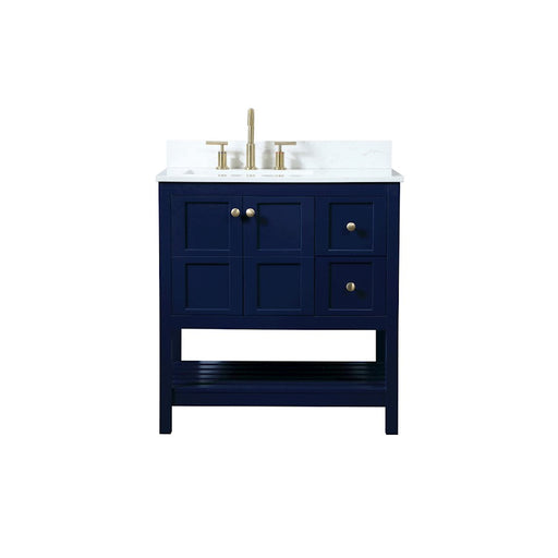 Elegant Theo 32" Single Bathroom Vanity, Blue/Backsplash - VF16432BL-BS