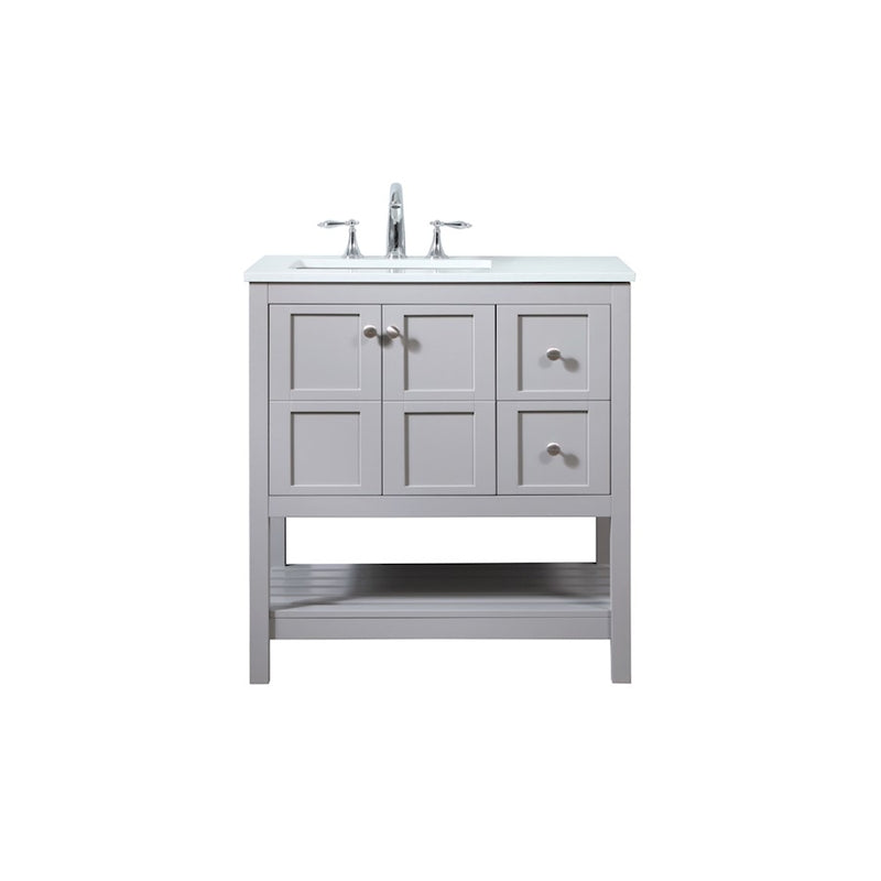 Elegant Kitchen/Bath Theo 32" Single Bathroom Vanity, Grey - VF16432GR