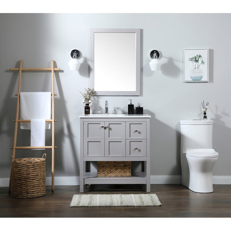 Elegant Kitchen/Bath Theo 32" Single Bathroom Vanity, Grey