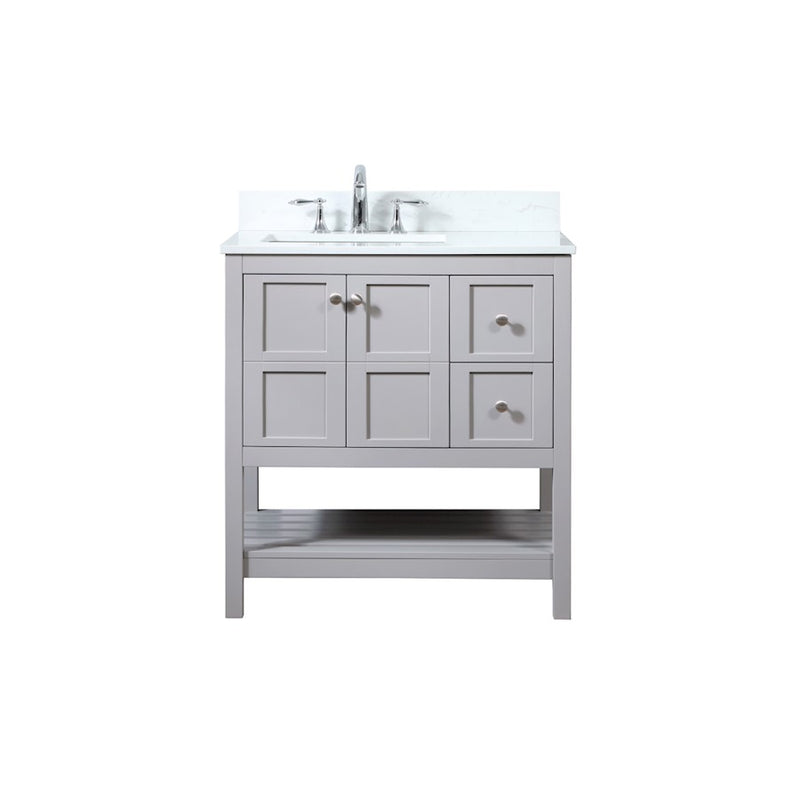 Elegant Theo 32" Single Bathroom Vanity, Grey/Backsplash - VF16432GR-BS