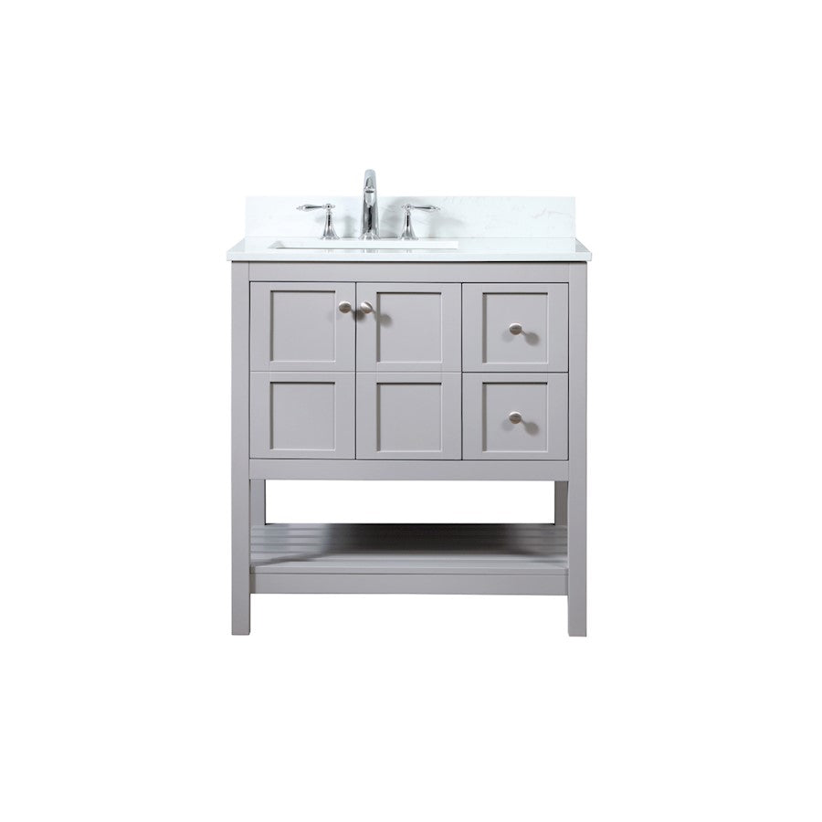 Elegant Theo 32" Single Bathroom Vanity, Grey/Backsplash - VF16432GR-BS