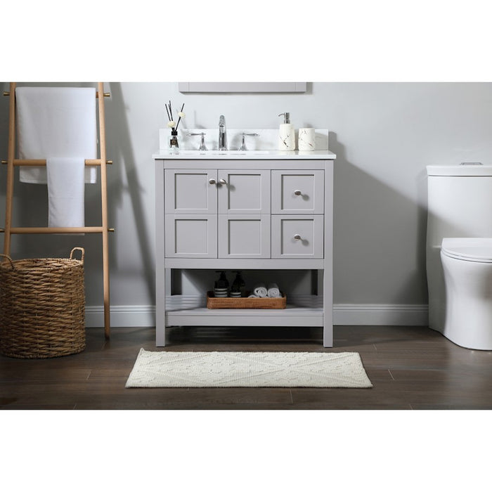 Elegant Theo 32" Single Bathroom Vanity, Grey/Backsplash