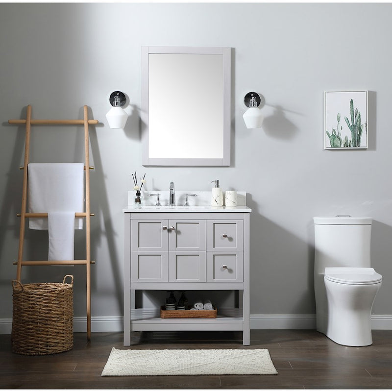 Elegant Theo 32" Single Bathroom Vanity, Grey/Backsplash