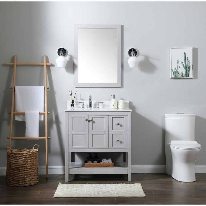 Elegant Theo 32" Single Bathroom Vanity, Grey/Backsplash