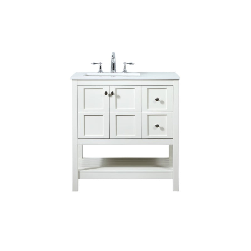 Elegant Kitchen/Bath Theo 32" Single Bathroom Vanity, White - VF16432WH