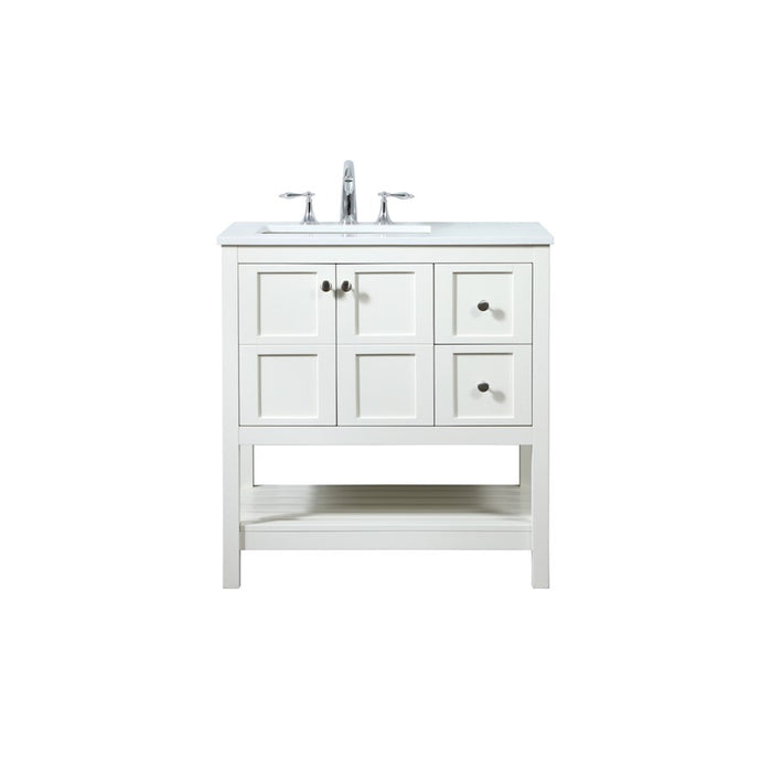 Elegant Kitchen/Bath Theo 32" Single Bathroom Vanity, White - VF16432WH