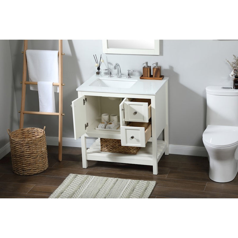 Elegant Kitchen/Bath Theo 32" Single Bathroom Vanity, White