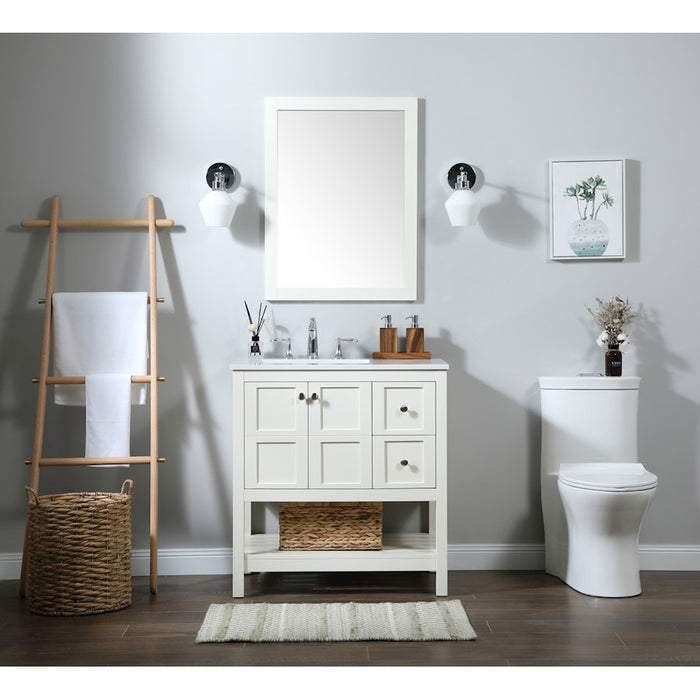 Elegant Kitchen/Bath Theo 32" Single Bathroom Vanity, White