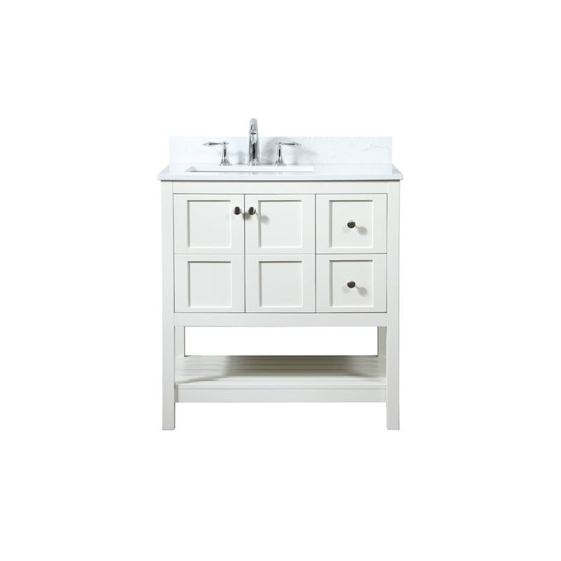 Elegant Theo 32" Single Bathroom Vanity, White/Backsplash - VF16432WH-BS