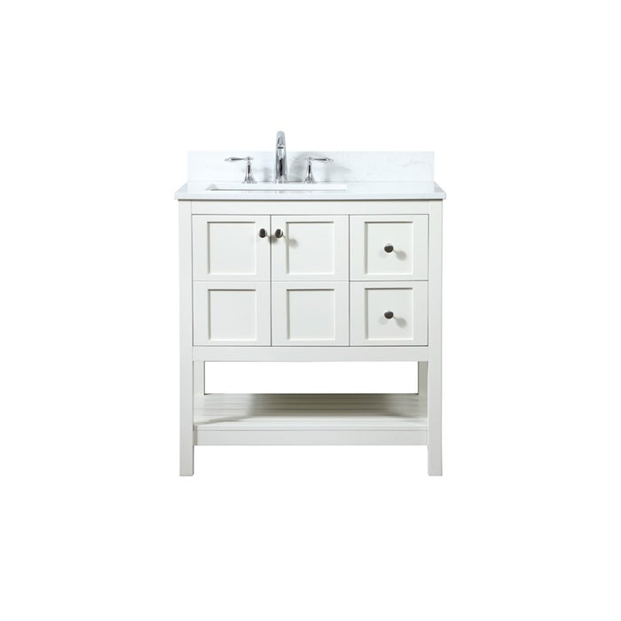 Elegant Theo 32" Single Bathroom Vanity, White/Backsplash - VF16432WH-BS
