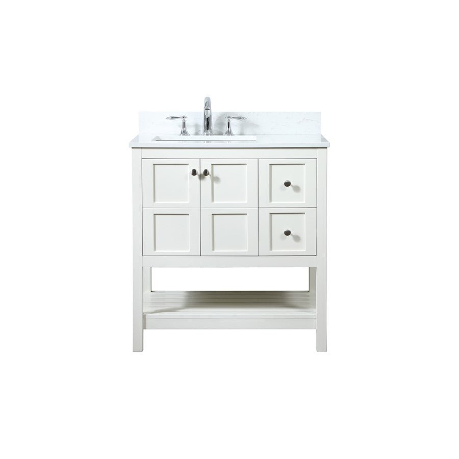Elegant Theo 32" Single Bathroom Vanity, White/Backsplash - VF16432WH-BS