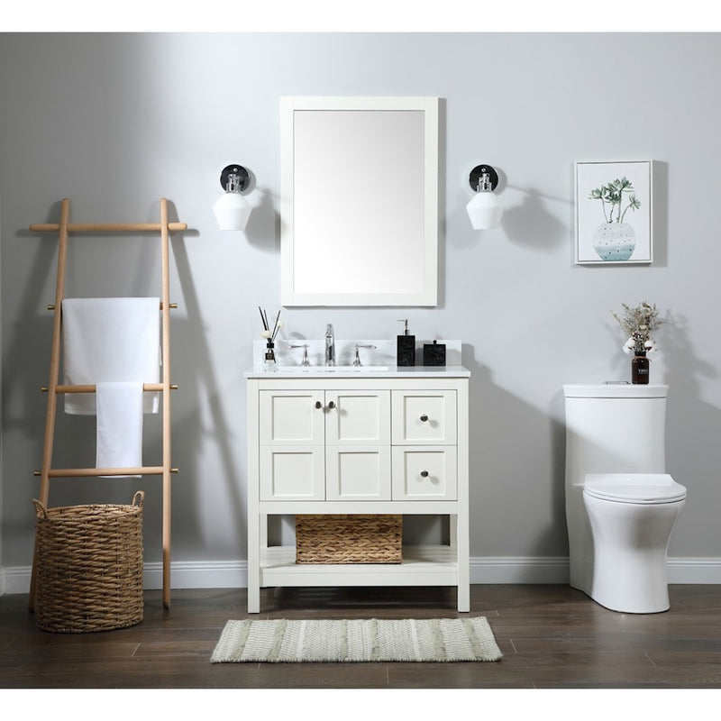 Elegant Theo 32" Single Bathroom Vanity, White/Backsplash
