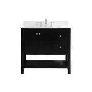 Elegant Theo 36" Single Bathroom Vanity, Black/Backsplash - VF16436BK-BS
