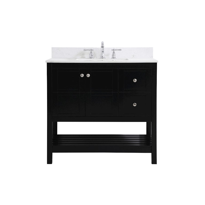 Elegant Theo 36" Single Bathroom Vanity, Black/Backsplash - VF16436BK-BS