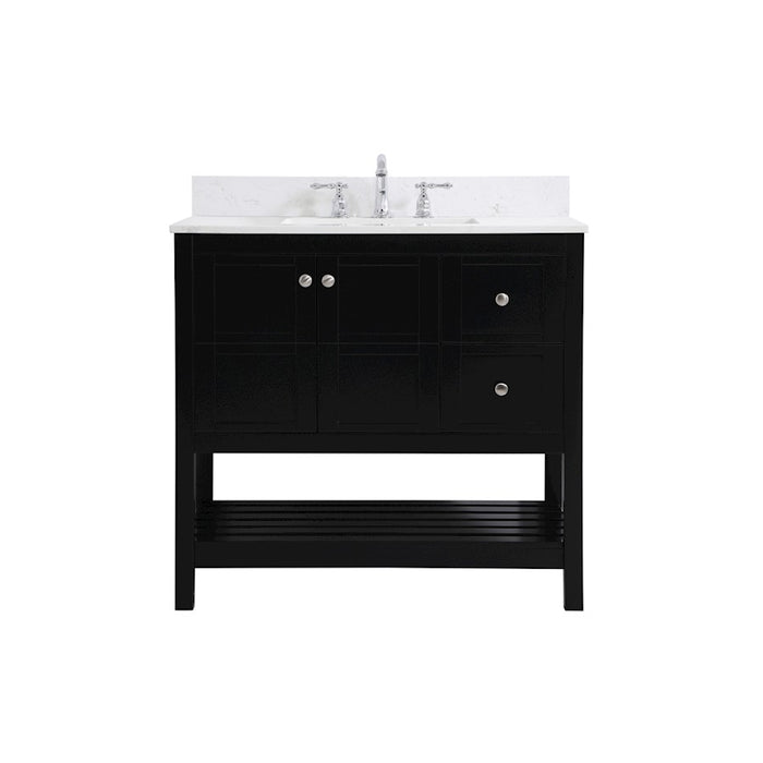 Elegant Theo 36" Single Bathroom Vanity, Black/Backsplash - VF16436BK-BS