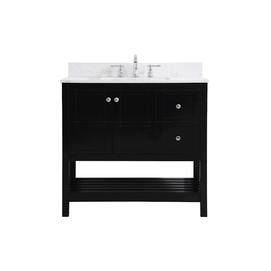 Elegant Theo 36" Single Bathroom Vanity, Black/Backsplash - VF16436BK-BS